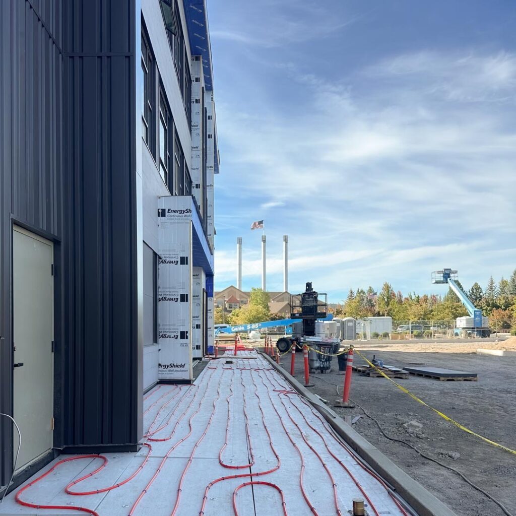 commercial radiant heat commercial building, 3 towers bend oregon